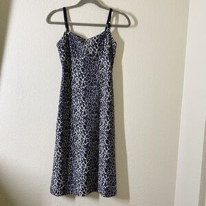 Vintage Y2K Black Label Betsey Johnson Leopard Slip Dress Black and White